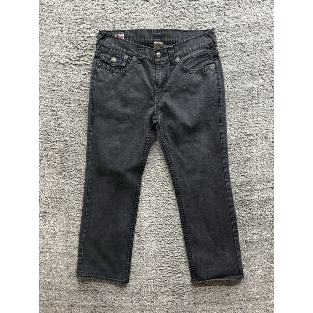 True Religion Jeans 36 Ricky Giant Big T in Black Loose Straight Leg